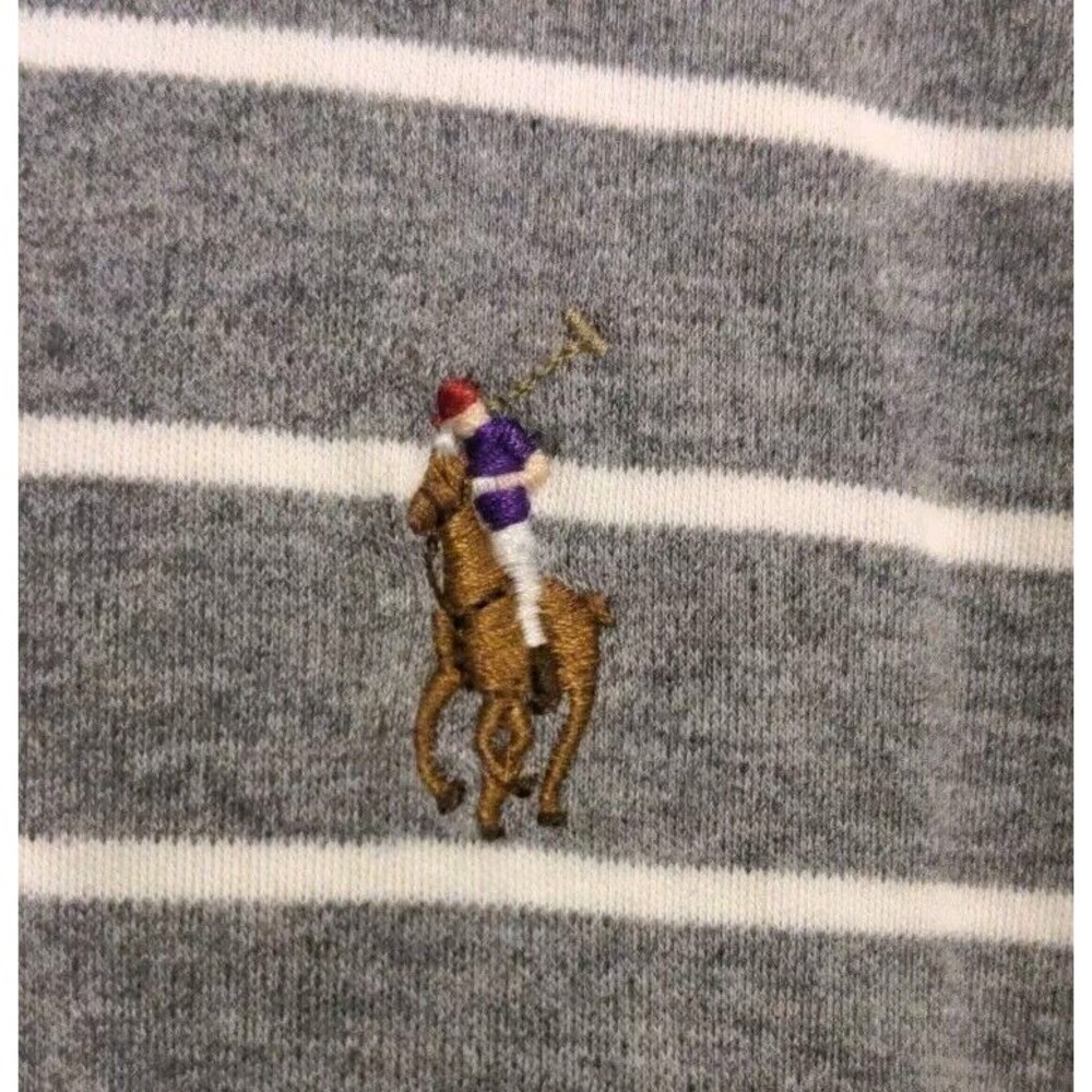 Polo Ralph Lauren Men's Golf Shirt Sz XL Gray White Stripe Pima Soft Cotton Nice - Picture 4 of 8